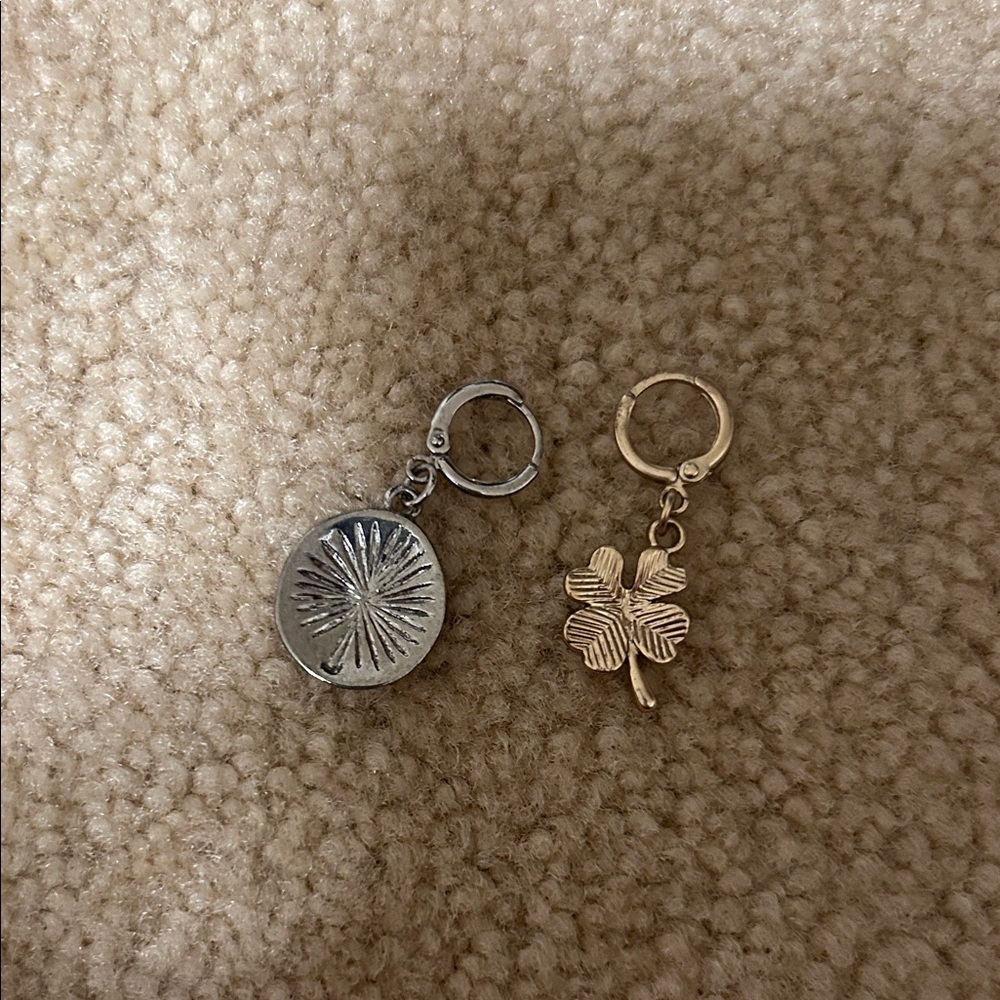 Silver and Gold Charm Earrings